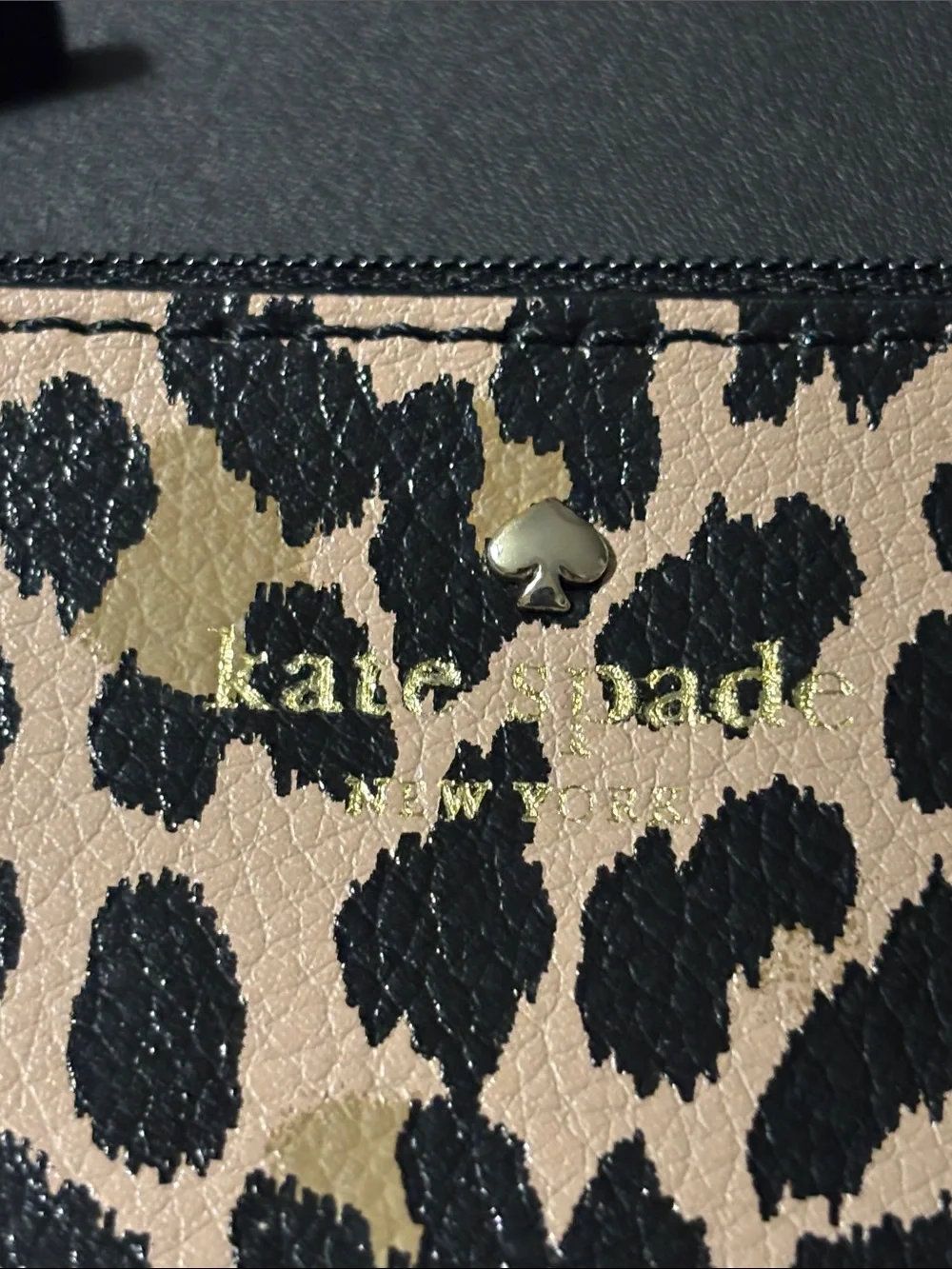 Kate Spade Leopard Print‎ Zip Pouch Wallet - Black & Tan